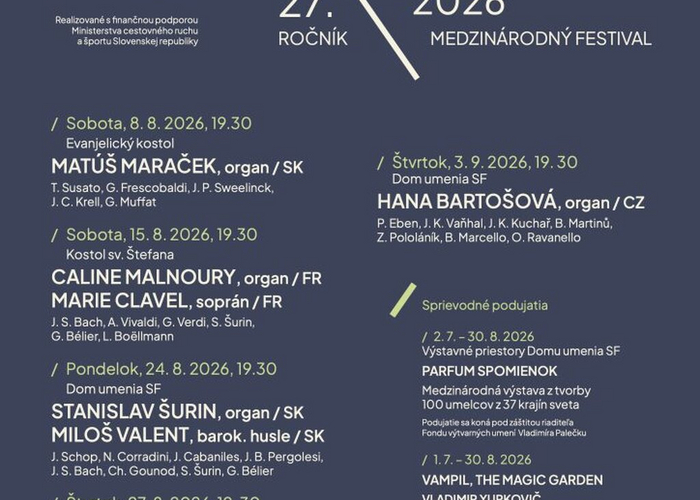 Organové dni v Piešťanoch 2026 - 27. ročník